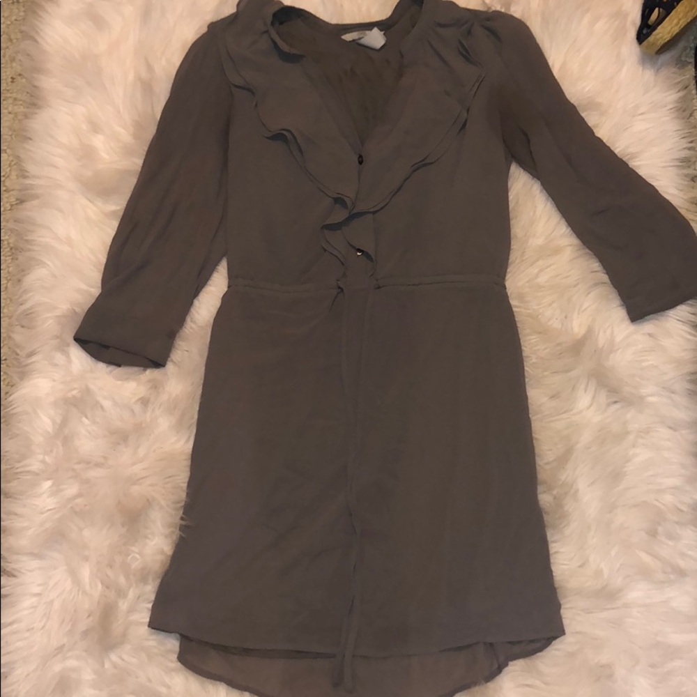 Grey 3/4 sleeve ruffle dress H&M